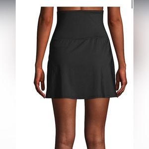 Black Lands End Size 14 Tall Swim Skort with Tummy Control Built In